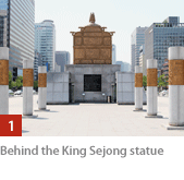 Behind the King Sejong statue